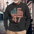 Vintage American Flag Retro 45 47 Trump 2024 Langarmshirts Geschenke für alte Männer