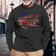 Vintage Car Aeroplane Fokker D3 Triplane Red Baron Ww1 Langarmshirts Geschenke für alte Männer