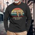 Vintage Dont Worry Be Lazy Pigro Bradipo Maglietta a maniche lunghe Regalos para ancianos