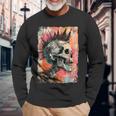 Vintage Graffiti Biker Rocker Skull Punk Horror Skull Langarmshirts Geschenke für alte Männer