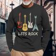 Vintage Guitar Lets Rock Chitarrista Maglietta a maniche lunghe Regalos para ancianos