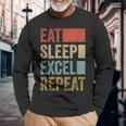 Vintage Retro Eat Sleep Excel Repeat Excel Langarmshirts Geschenke für alte Männer