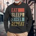 Vintage Retro Mangiare Sonno Excel Ripetere Regalo Divertente Excel Maglietta a maniche lunghe Regalos para ancianos