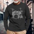 Vintage Rock Music Drummer Drum Kit Drummer Langarmshirts Geschenke für alte Männer