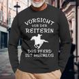 Vorsichtor Der Reiterin Rider Langarmshirts Geschenke für alte Männer