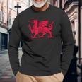 Walisischer Roter Drache Wales Flag Langarmshirts Geschenke für alte Männer