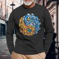 Ying Und Yang Feuer Und Wasser Chinesische Symbole China Fan Langarmshirts Geschenke für alte Männer