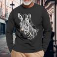 Zebra Portrait Drawing Wildlife Animal Print Nature Motif Langarmshirts Geschenke für alte Männer