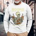 Books Make Me Happy Skeleton Read Reading Librarian Book Long Sleeve T-Shirt Gifts for Old Men