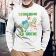 Children's School Child 2024 Dinosaur Ich Rocke Jetzt Die Schule Langarmshirts Geschenke für alte Männer