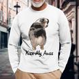 Divertente Miniatura Australian Shepherd Kiss My Auss Mini Aussie Maglietta a maniche lunghe Regalos para ancianos