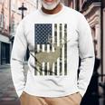 Donna Camo American Usa Bandiera Camouflage Cervo Alce Buck Caccia Con Collo A Maglietta a maniche lunghe Regalos para ancianos