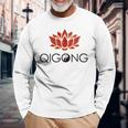 Donna Qigong Chi Kung Lotus Yin Yang Script Con Collo A Maglietta a maniche lunghe Regalos para ancianos