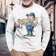 Builder Handyman Con Dibujos Animados Y Herramientas Camiseta de manga larga Regalos para ancianos
