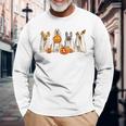 Ghost Dogs Spooky Season Dog Dressed As Ghost Halloween Long Sleeve T-Shirt Gifts for Old Men