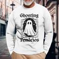 Ghosting Pendejos Mexican Ghost Halloween On Back Long Sleeve T-Shirt Gifts for Old Men