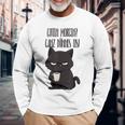 Guten Morgen Ganz Dünnes Eis Kawaii Cat Morgenmuffel Gray Langarmshirts Geschenke für alte Männer