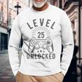 Livello 25 Giocatore Sbloccato 25 ° Compleanno 25 Anni Matrimonio Maglietta a maniche lunghe Regalos para ancianos