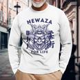 Máscara Japonesa Samurai Oni Kabuki Bjj Jiu-Jitsu Kanji Camiseta de manga larga Regalos para ancianos