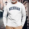 Michigan Throwback Classic Long Sleeve T-Shirt Gifts for Old Men
