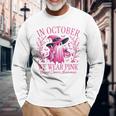 In October We Wear Pink Breast Cancer Awareness Halloween Long Sleeve T-Shirt Gifts for Old Men