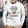 I Am Hisoice He Is My Heart Herzschlag Autism Awareness Son Langarmshirts Geschenke für alte Männer