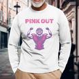 Pink Out Football Team Tackle Breast Cancer Awareness Month Long Sleeve T-Shirt Gifts for Old Men