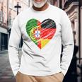 Portugal Germany Heart Germany Flag Portuguese Flag Heart Blue Langarmshirts Geschenke für alte Männer