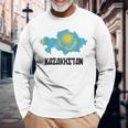 Republic Of Kazakhstan Flag Langarmshirts Geschenke für alte Männer