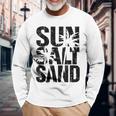 Sun Salt Sand Sommer Retro Fröhlich Urlaub Palm Tree Gray Langarmshirts Geschenke für alte Männer