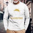 Yellowstone National Park Vintage Wild Bear Sunset Long Sleeve T-Shirt Gifts for Old Men