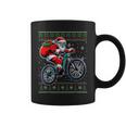 Christmas Santa Mountain Bike Rider Ugly Christmas Sweater Coffee Mug