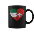 Corazón Banderas Suizas Italianas Italia Suiza Raícesintage Taza de café