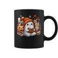 Cute Ghost Ice Drinking Coffee Halloween Book Reading Womens Coffee Mug