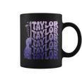Girl Retro Taylor First Name Personalized Groovy 80'S Purple Coffee Mug