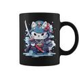 Linda Camisa Japonesa De Gato Samurái Tatuaje 2023 Kawaii Ninja Cat Taza de café