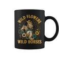 Retro Southern Sunset Cowgirl Wild Flowers Wild Horses Coffee Mug