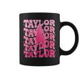 Retro Taylor First Name Personalized 80'S Pink Girl Coffee Mug