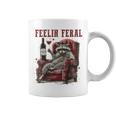 Feelin Feral Vintage Retro Raccoon With Wine Lovers Coffee Mug