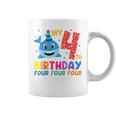 Niños My 4Th Birthday Diseño De Tiburón Para Niños Taza de café
