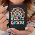 Groovy Rainbow Hello First Grade First Day Teacher Kid Coffee Mug Funny Gifts