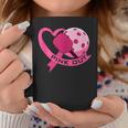 Pink Out Breast Cancer Pink Ribbon Heart & Pickleball Ball Coffee Mug Unique Gifts