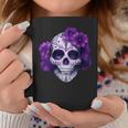 Purple Floral Black Sugar Skull Day Of The Dead Mexican Pray Coffee Mug Personalized Gifts