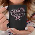 Retro Senior 25 Class Of 2025 Graduation Coquette Pink Bow Coffee Mug Personalized Gifts