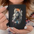 Samurai Gato Japonés Uniforme Pintura Retrato Gato Samurai Taza de café Regalos divertidos