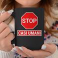 Stop Casi Umani Scritta Divertente Cartello Stradale Rosso Tazze Regalos divertidos