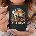 Sunset Cowgirl Riding Horse Wild Flowers Wild Horses Coffee Mug Personalized Gifts
