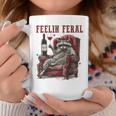Feelin Feral Vintage Retro Raccoon With Wine Lovers Coffee Mug Personalized Gifts