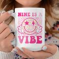 Nine Is A Vibe 9Th Birthday Groovy 9 Years Old Smile Face Coffee Mug Personalized Gifts
