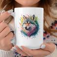 Wolf Herren Damen Bunt Aquarell Wolf Tassen Lustige Geschenke